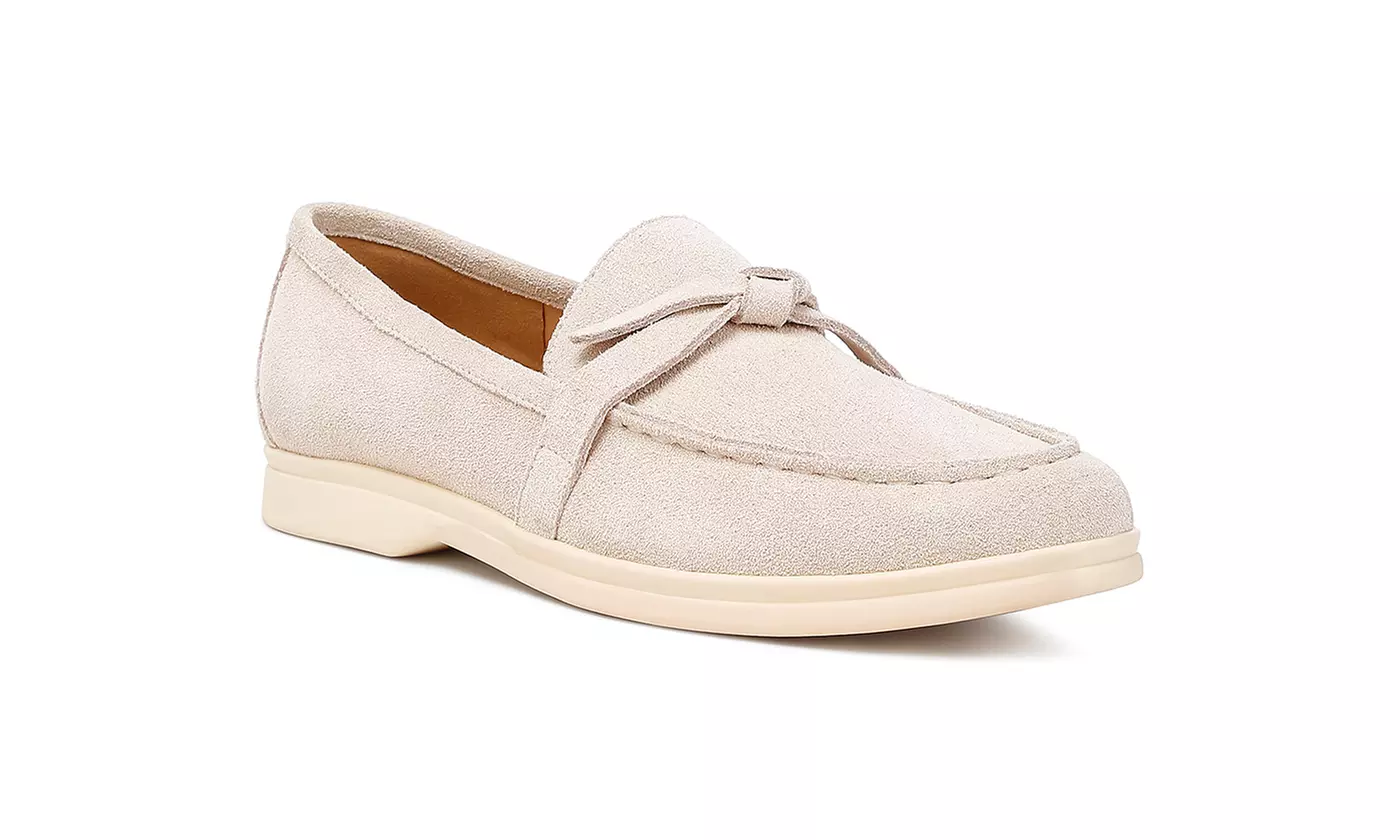 Rag & Co Nautica Suede Knot Detailed Loafers