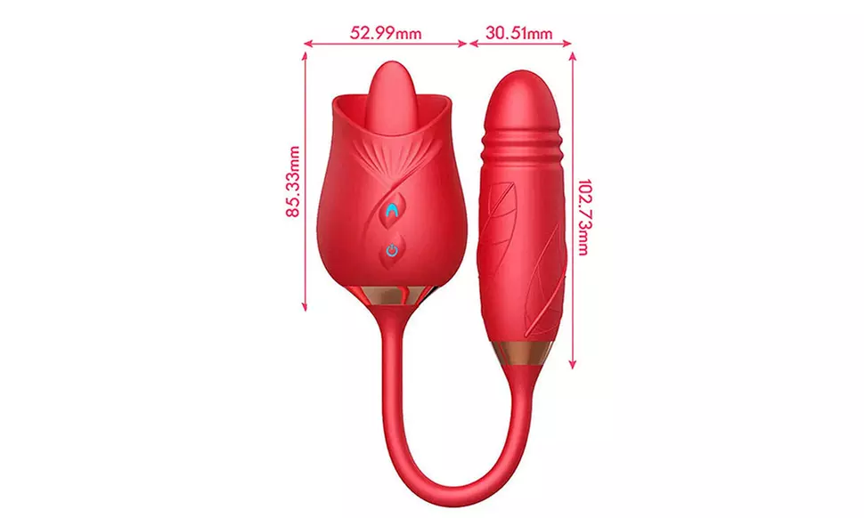 10 Speed Dual Rose Tongue Licking G-Spot Clitoral Telescopic Vibrator