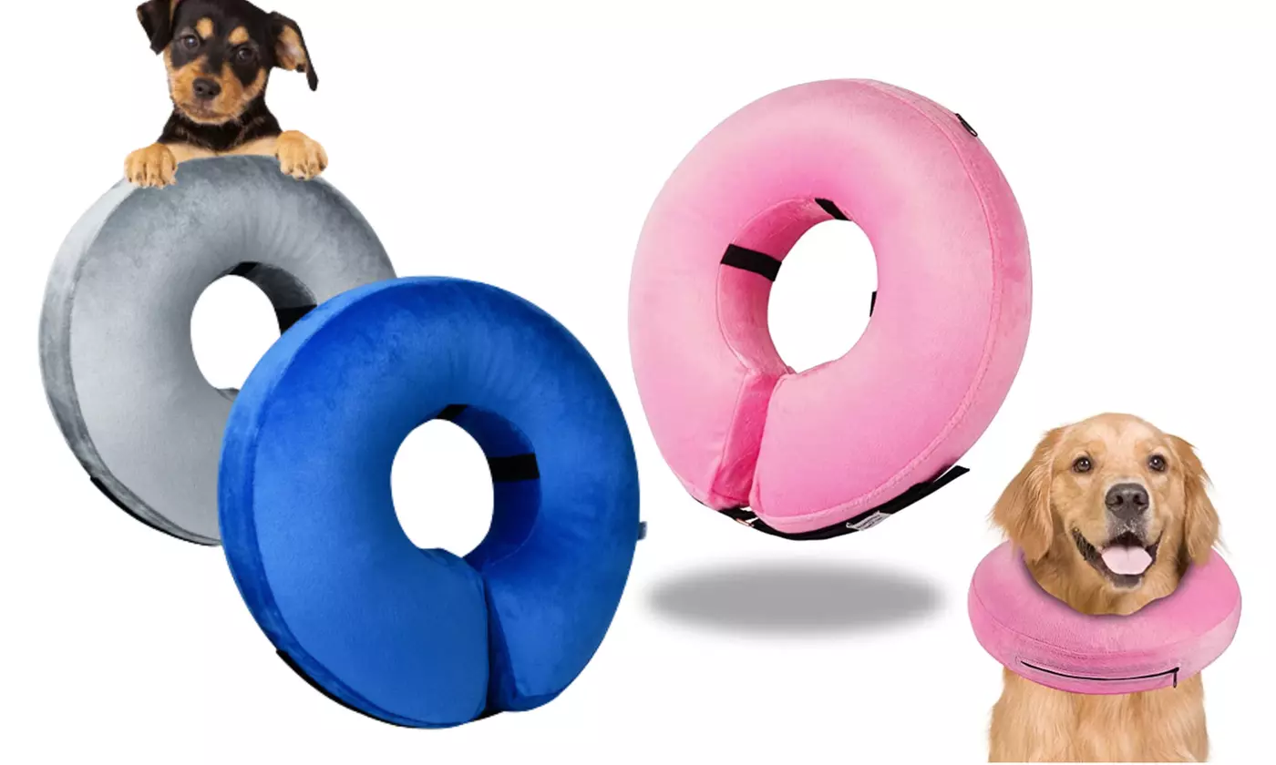 Inflatable Dog Cone Collar Soft Blow-up Protective Recovery Pet Collar - Primary Image