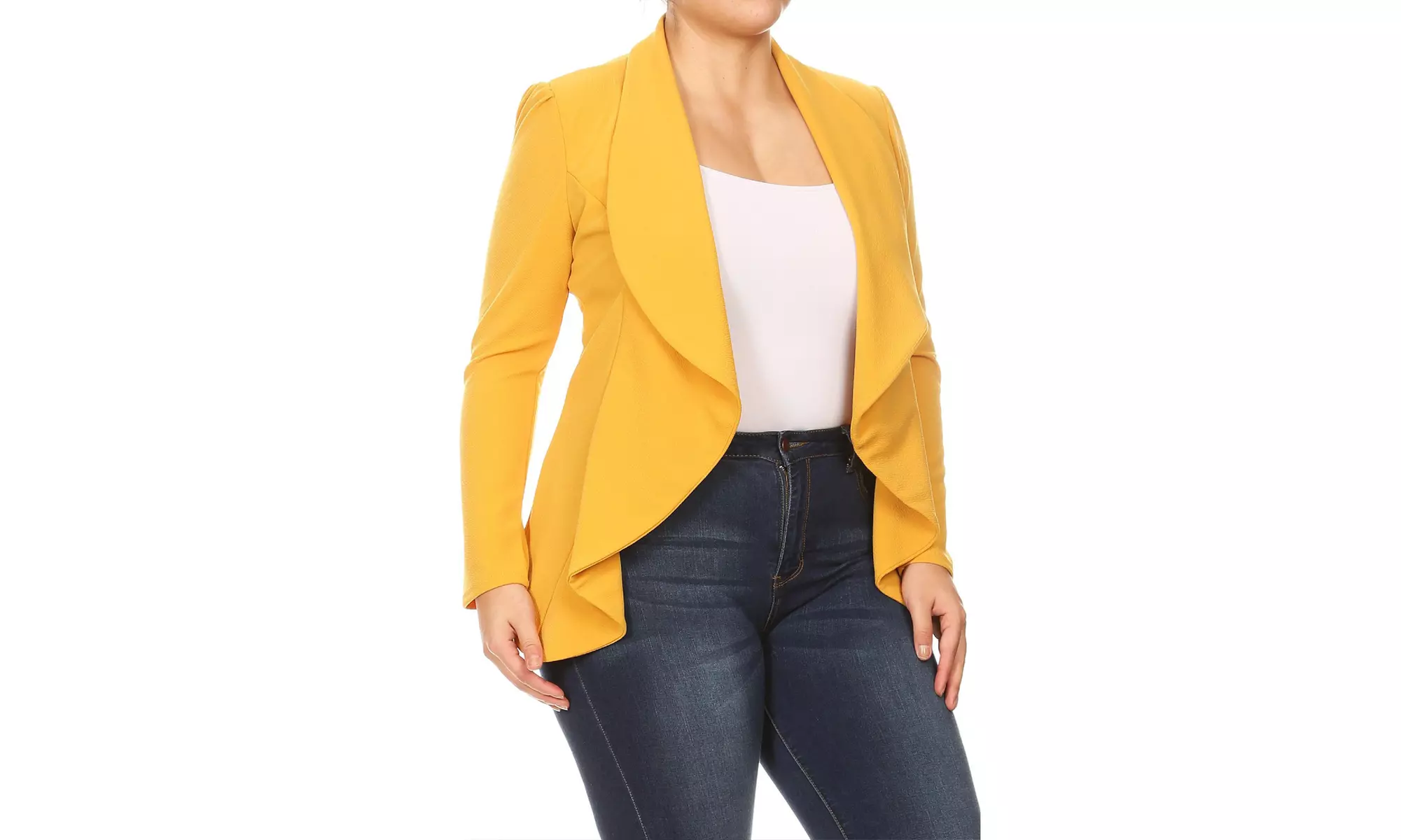 Women's Solid Plus Size Long Sleeves Blazer Jacket