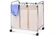 Laundry Cart Basket Triple Bag Sorter Bathroom Hamper Bins Clothes Storage - Second Medium