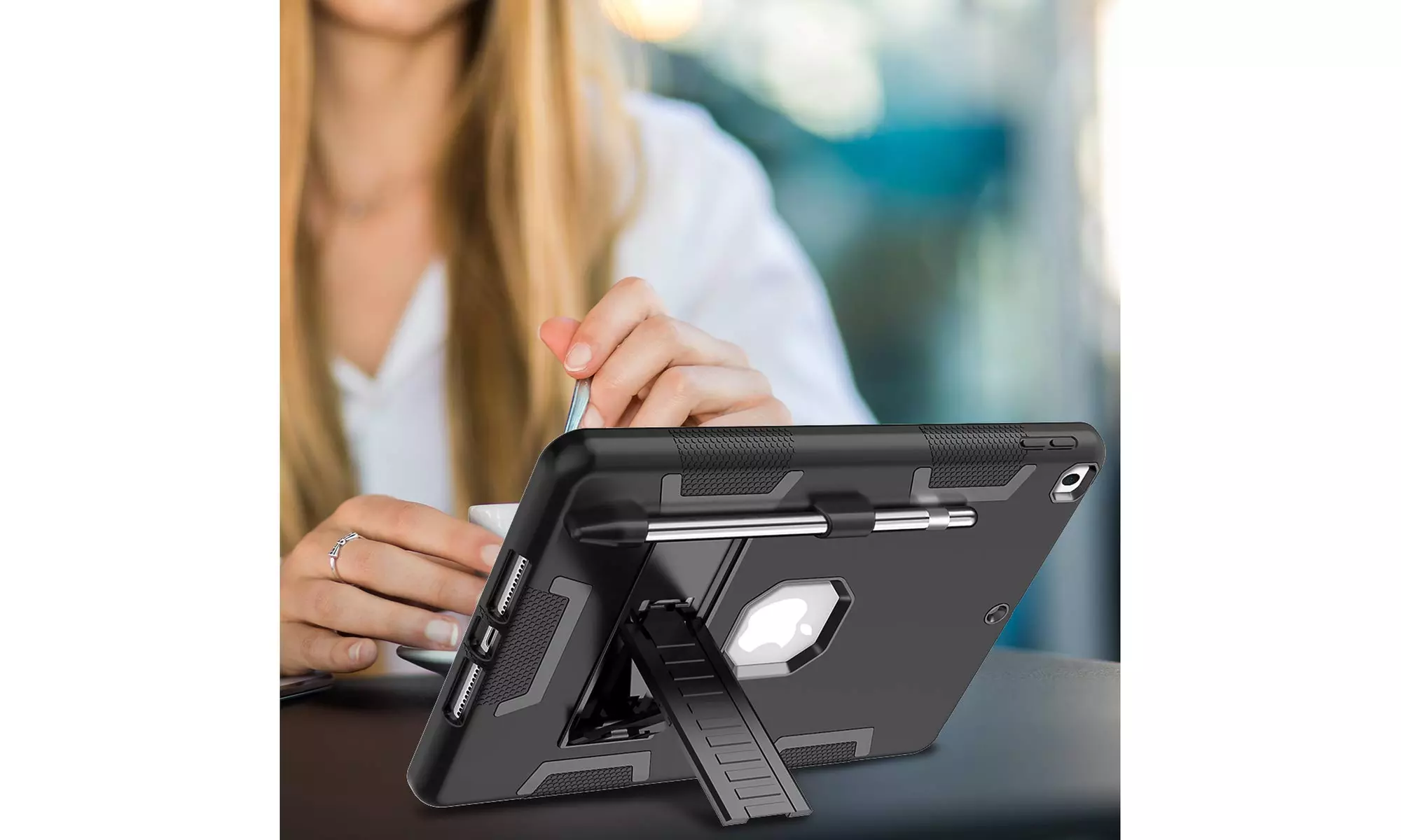 For iPad 10.2" 2019 7th Generation Silicone Military Tough Stand Shockproof Case - Primary Image