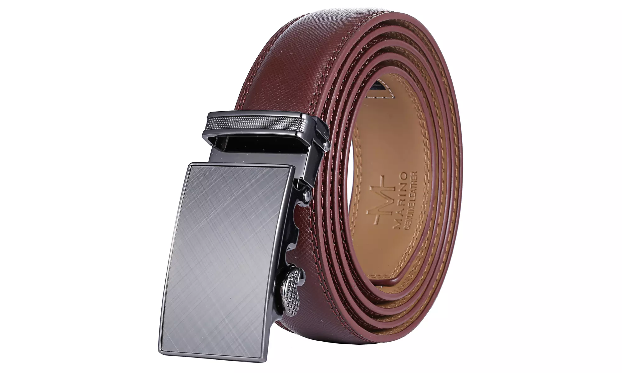 Mio Marino Men Genuine Leather Dress Belt With Automatic Ratchet Buckle