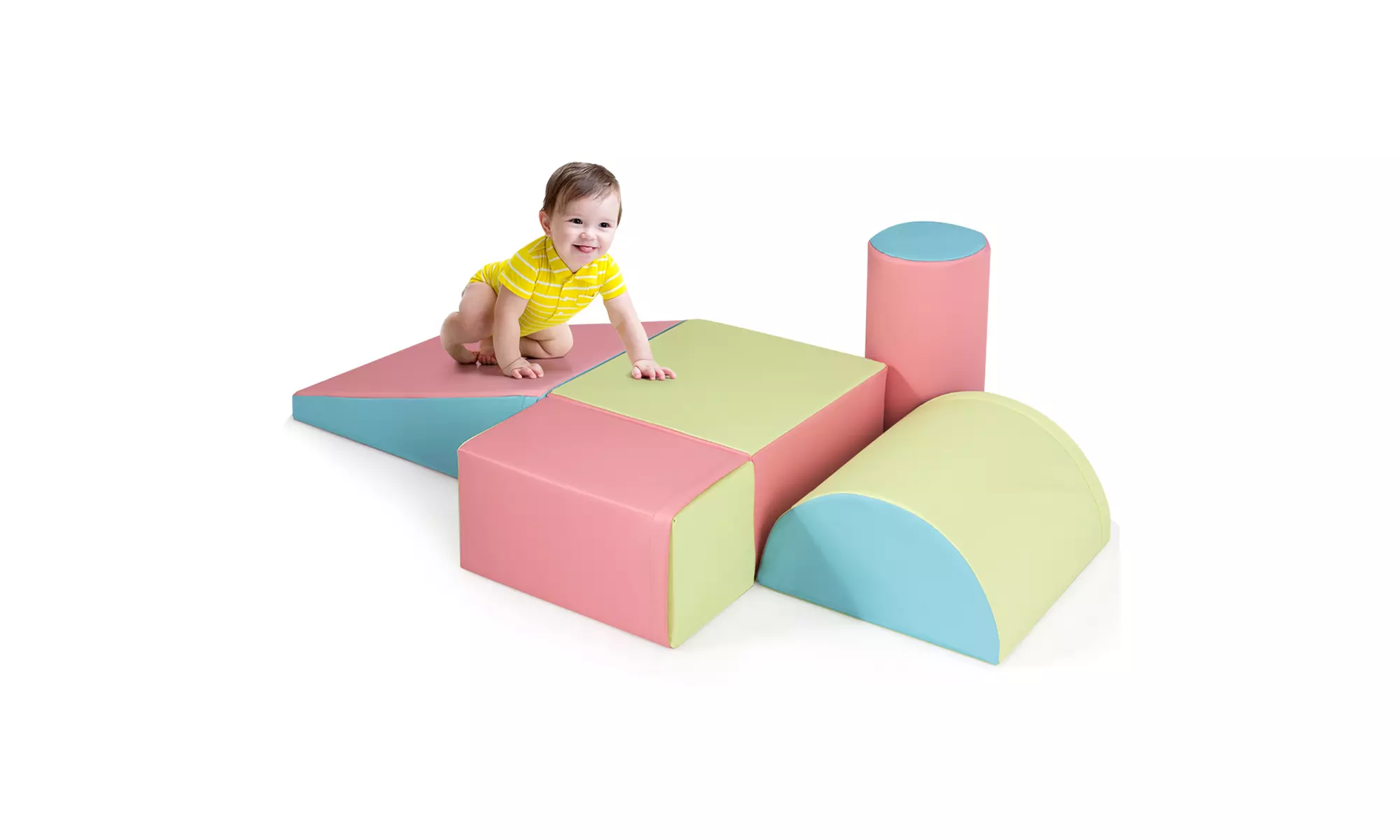 5-Piece Set Climb and Crawl Activity Play Set Safe Foam Blocks Soft Climber Red - Primary Image