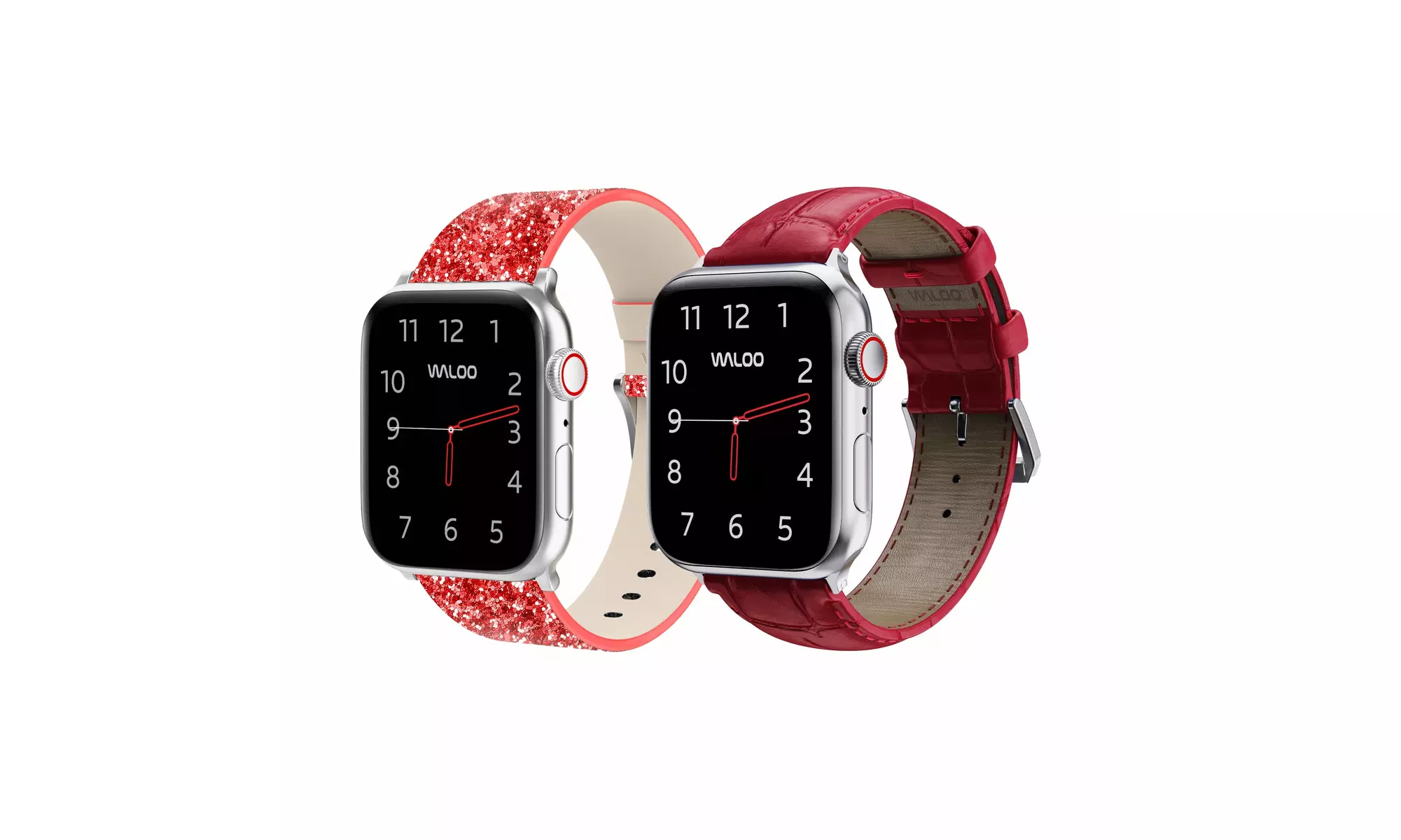 Waloo 2-Pack Leather Bling and Crocodile Embossed Apple Watch Bands