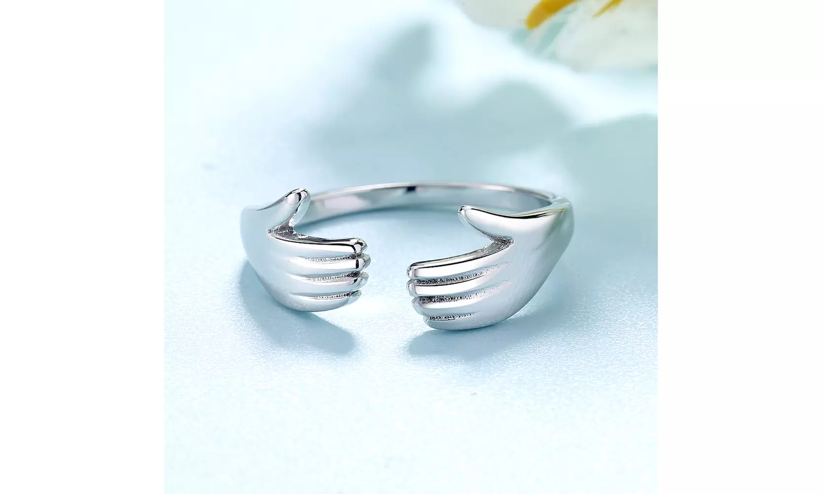 Sterling Silver Hugging Hands Adjustable Ring 