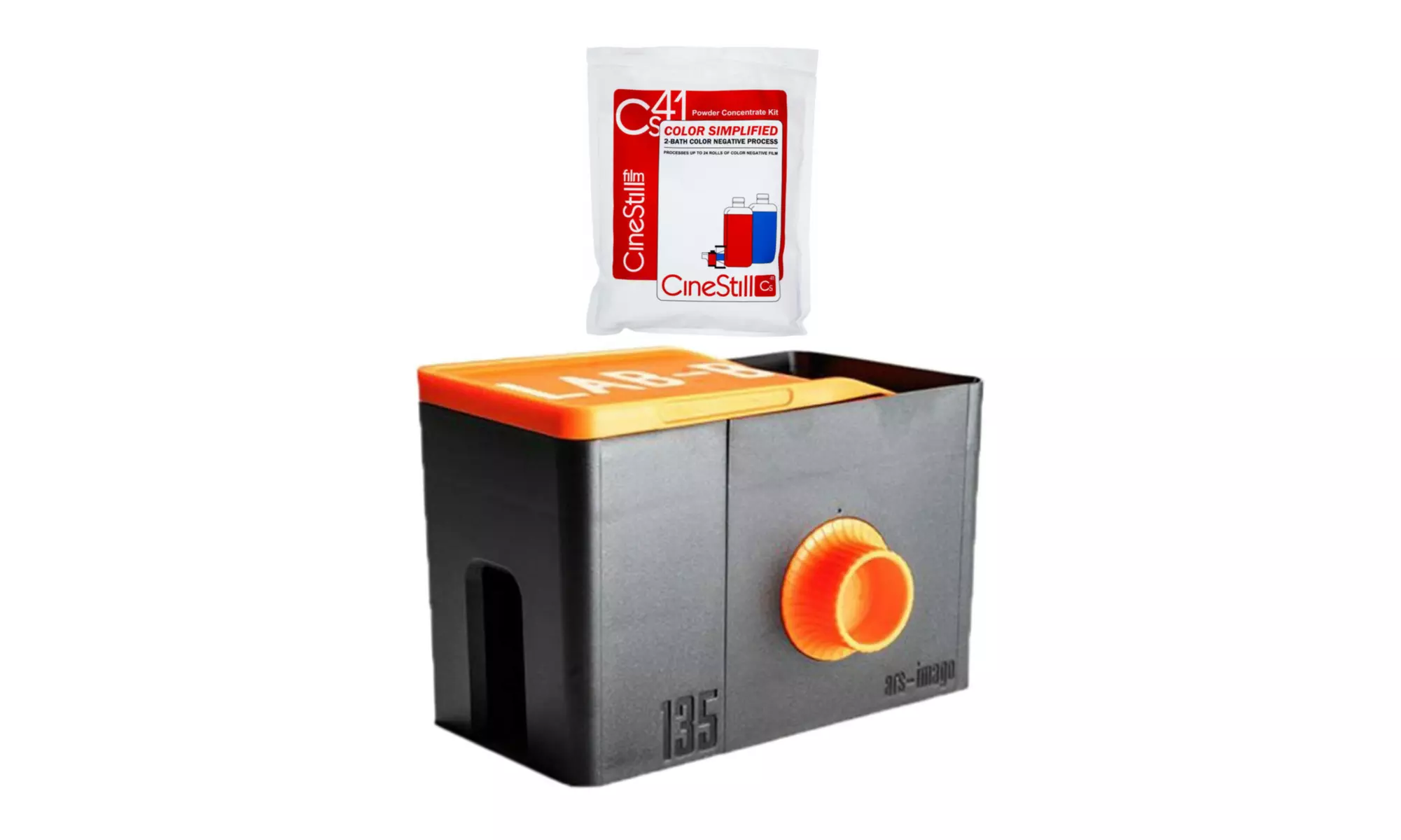 Ars-Imago LAB-BOX Developing Tank with 35mm Module Kit (Orange) with Powder Kit - Primary Image
