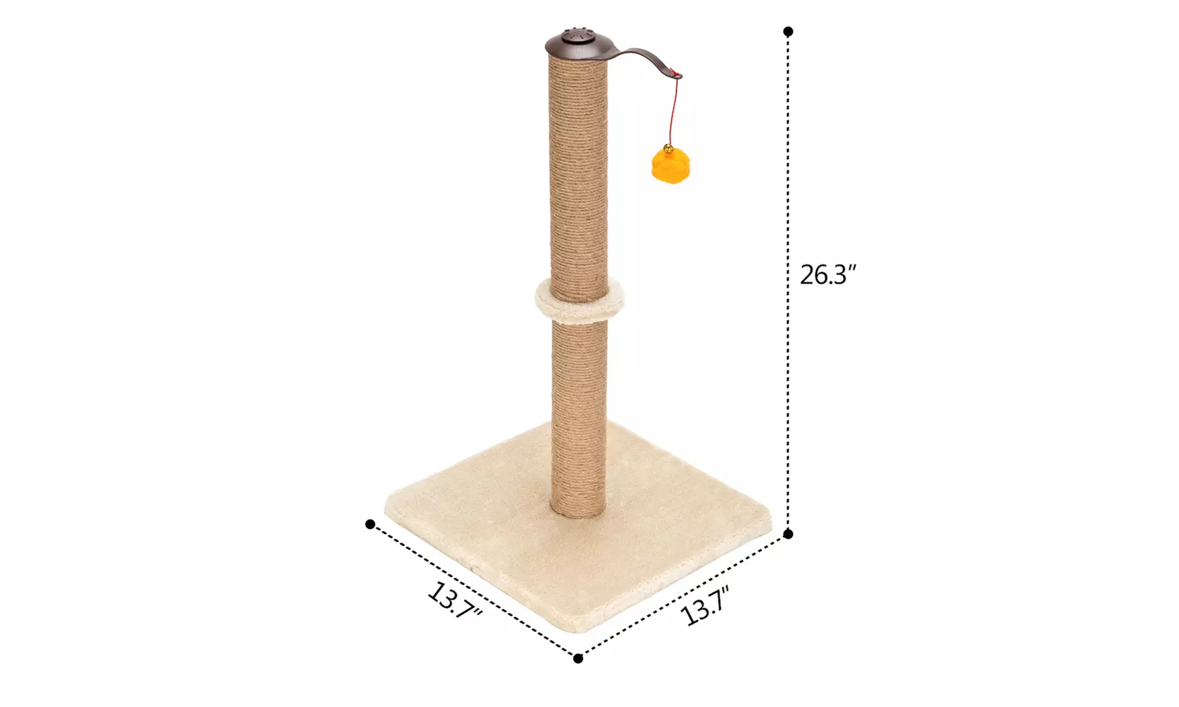 26" 360-Rotatable Cat Climb Holder Tower Scratching Sisal Post  with Two Toys - Second Medium