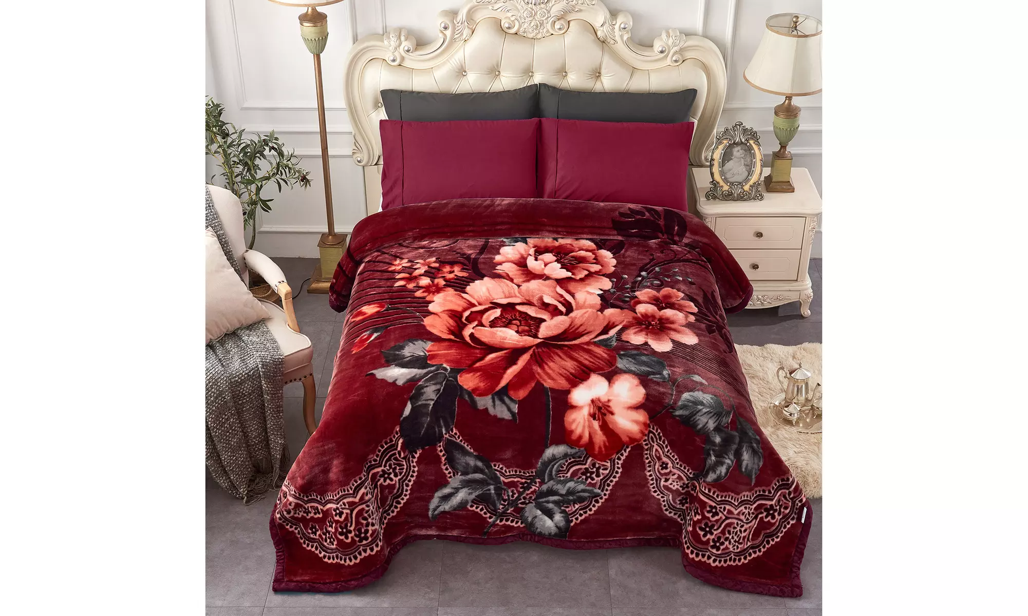 JML Heavy Fleece Blanket,2 Ply Printed Bed Blanket For King Size,85"x93",10Lb