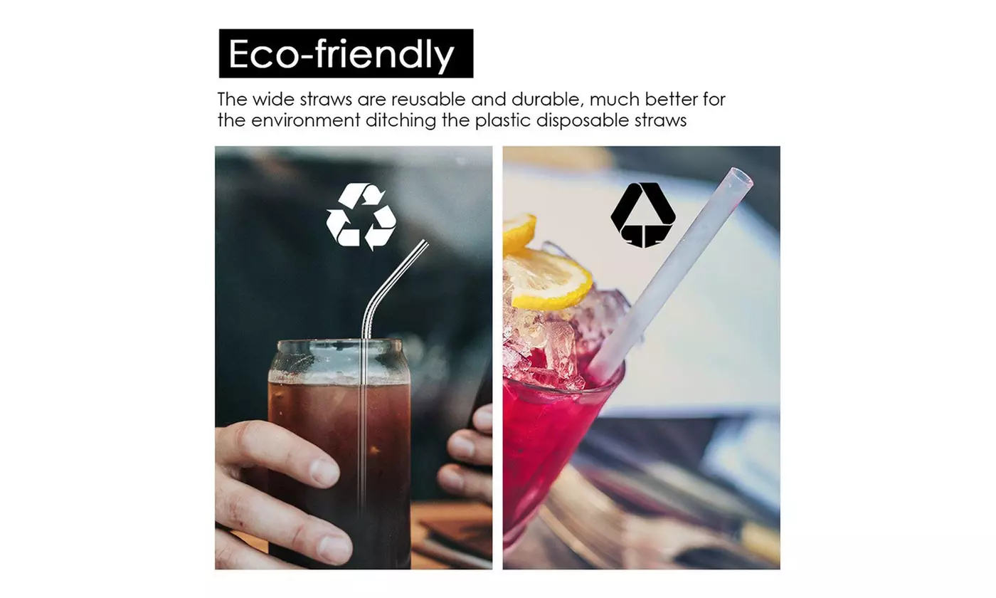 Stainless Steel Straws 10.5 inch Long Reusable For Tumbler Beverage (8 Pack) 