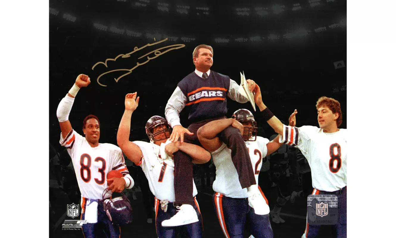 Mike Ditka Signed Chicago Bears SB XX Carried Off Field Spotlight 8x10 Photo - Primary Image