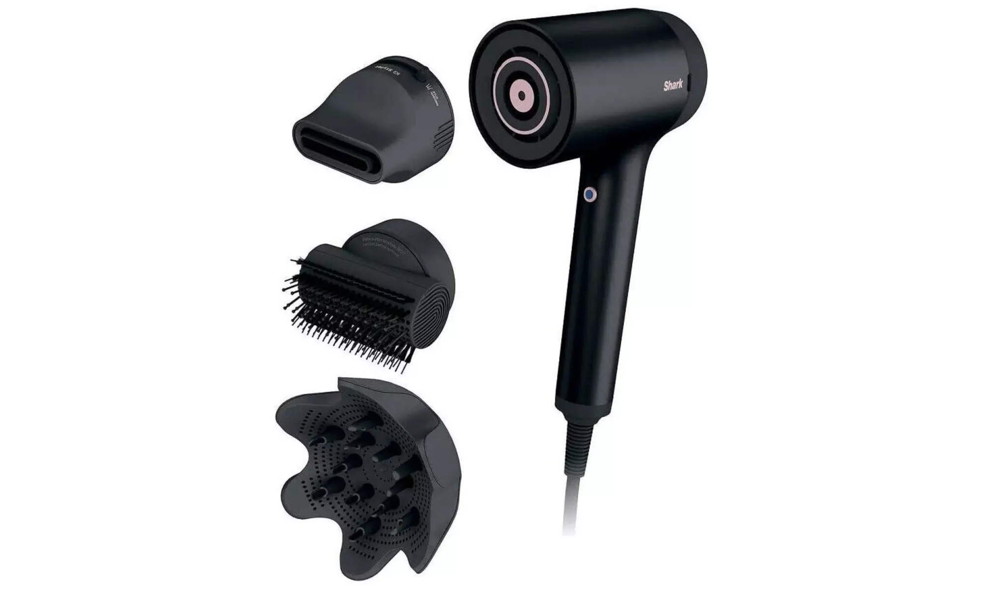 Shark HD125 Blow Dryer HyperAIR Fast-Drying with IQ 2-in-1(Black)- Refurbished