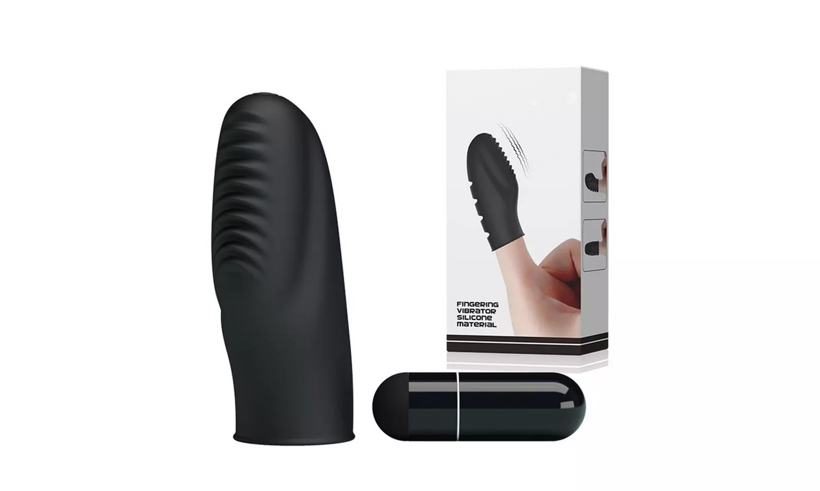 Black Silicone Finger Banger Massager Vibrator Fingering Toys - Primary Image