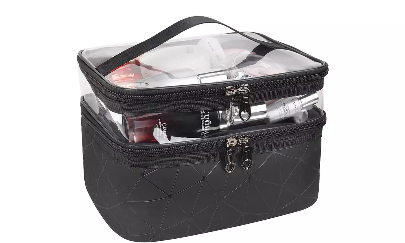 Large Double Layer Cosmetic Bag Makeup Case Organizer Travel Toiletry Bag