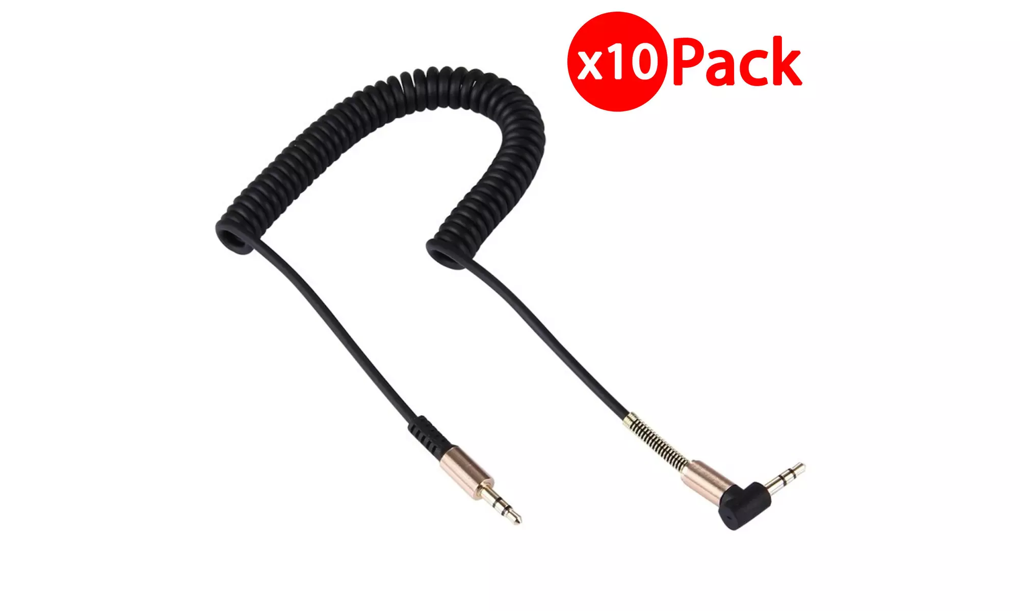 10x 3.5mm Male to M Aux Cable Cord L-Shaped Right Angle Car Audio Headphone Jack - Primary Image