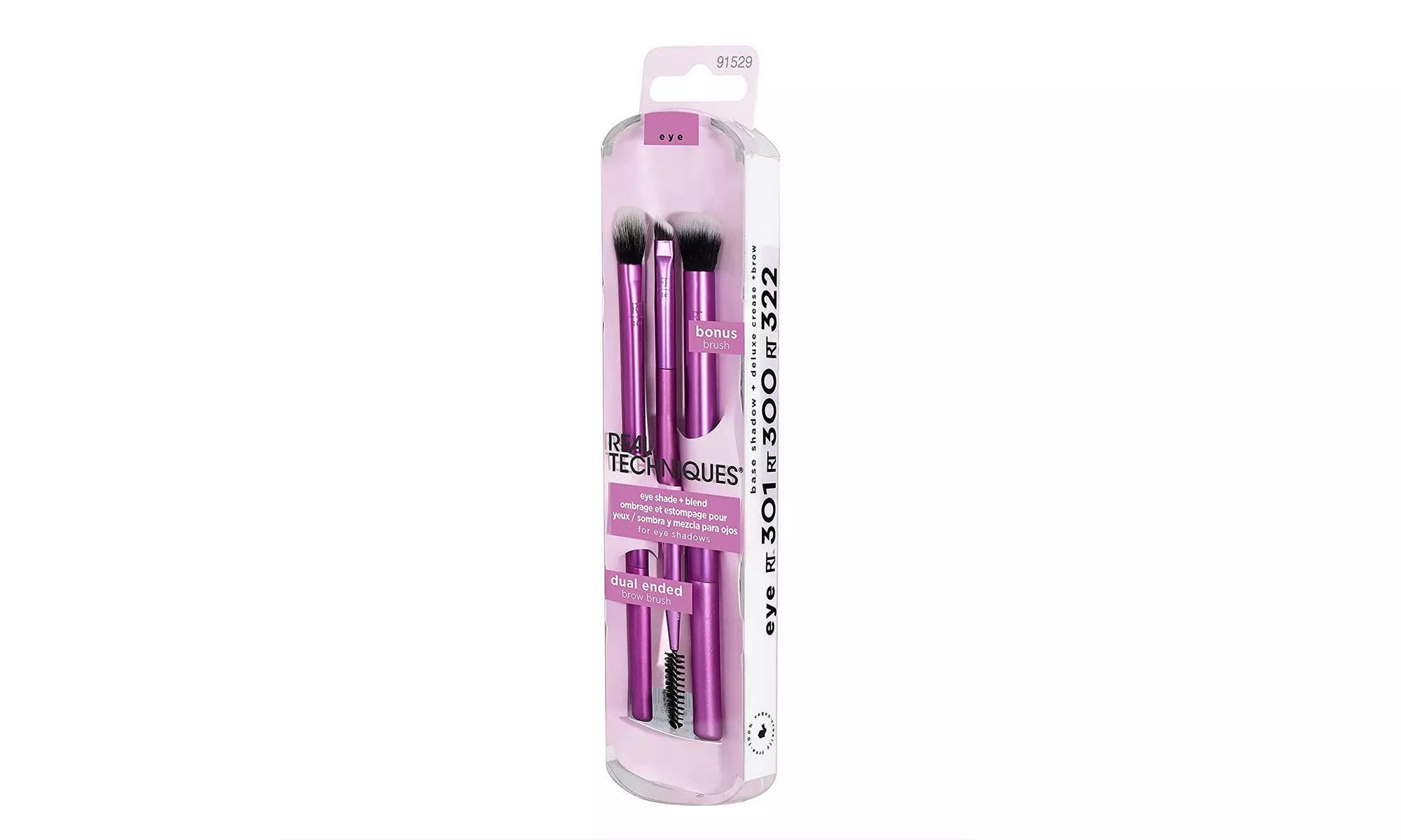 Real Techniques Eye Shade & Blend Makeup Brush Trio, Shaping & Grooming Brows - Second Medium