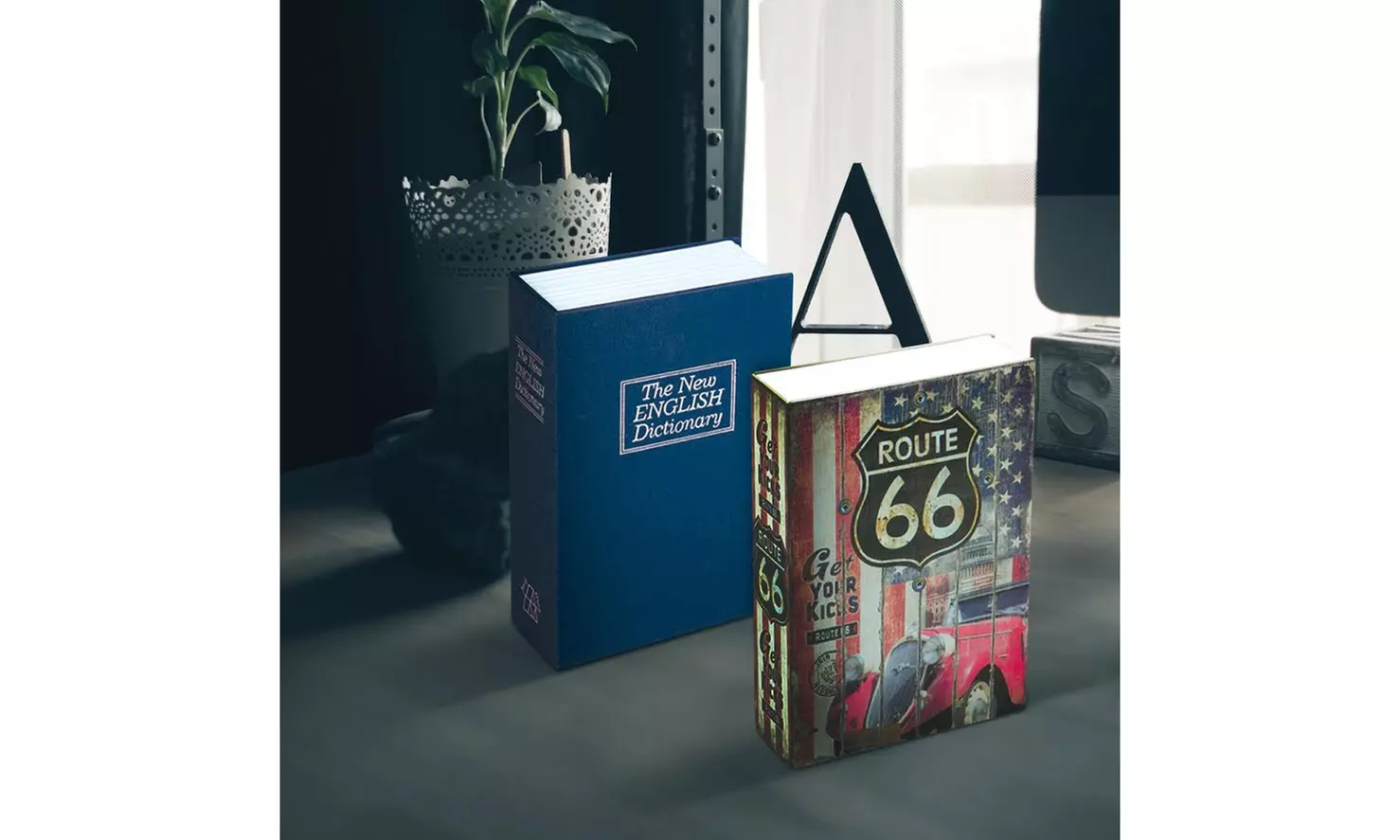 Diversion Safe:  Fake Book Combination Lock Book Safe(Dictionary or Route 66) - Primary Image