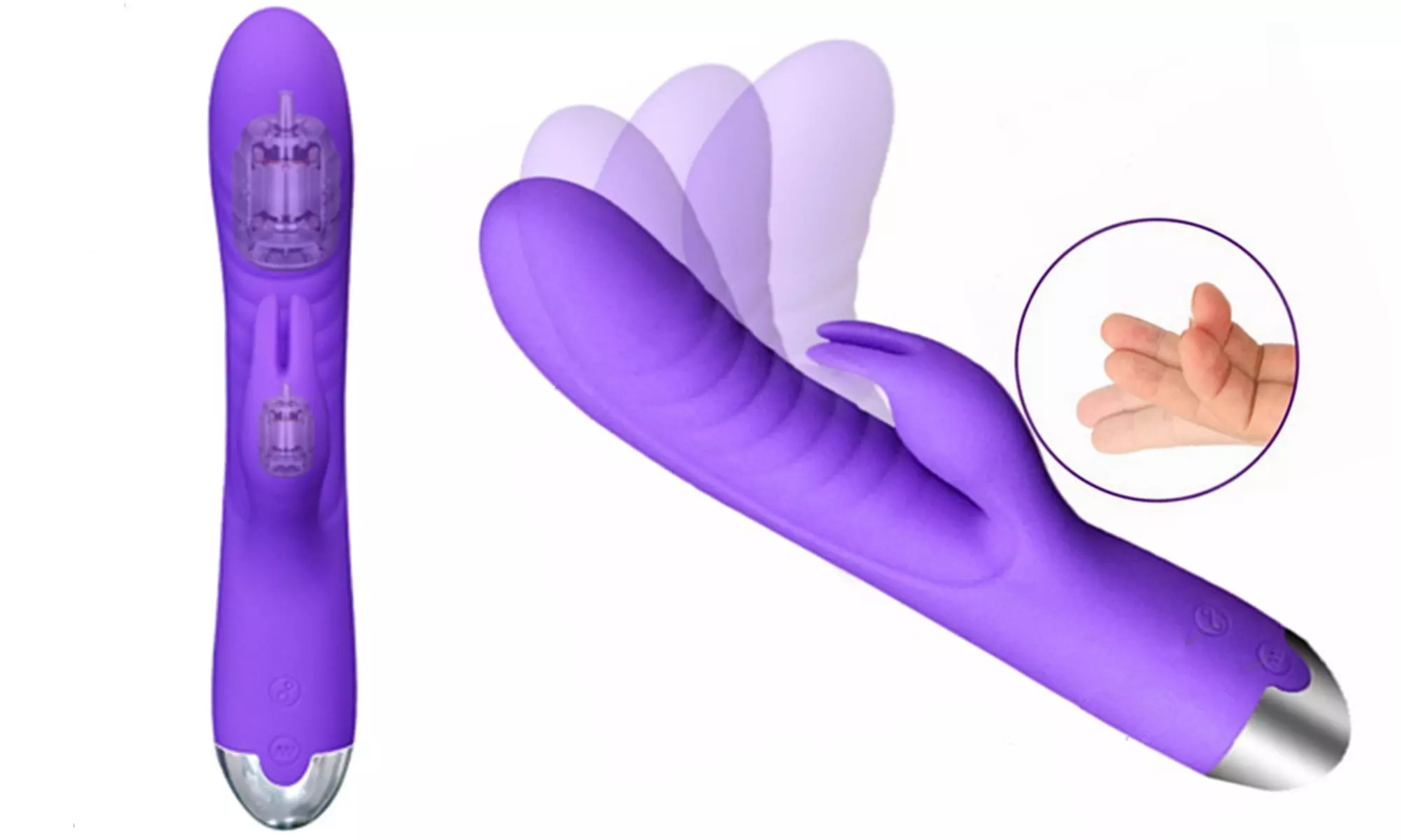 Finger-like Motion Rabbit Vibrator Rechargeable 10 Speeds G Spot Clit Stimulator - Primary Image
