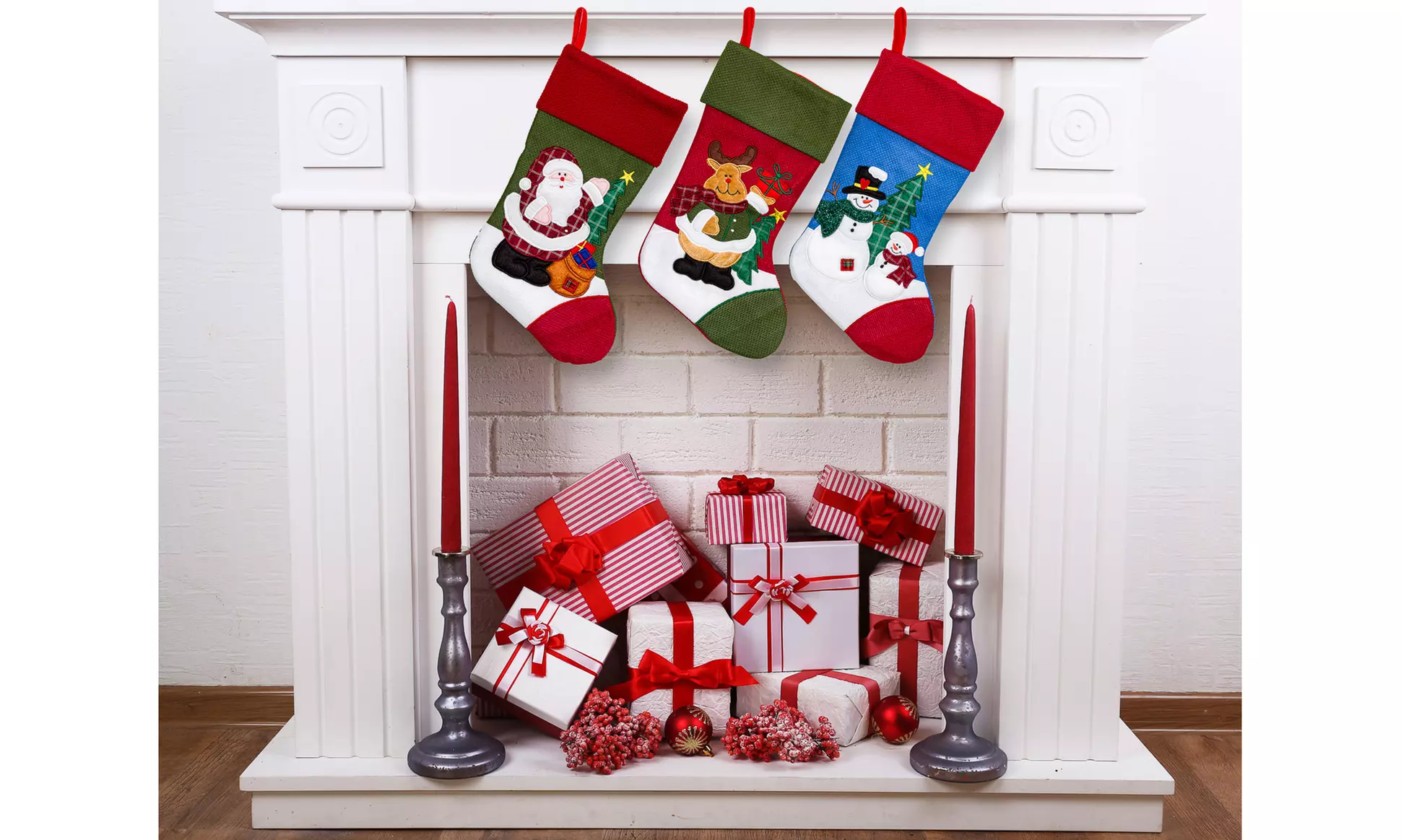 Jolly Christmas Stockings 2-Pack or 3-Pack Festive Holiday Décor