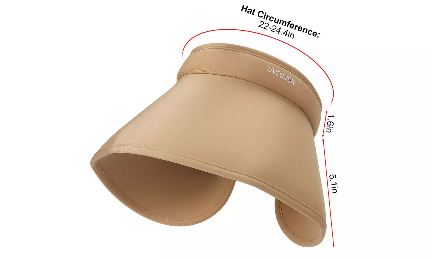 Women Wide Brim Roll-Up Ponytail Summer Sun Visor Hat UV Protection
