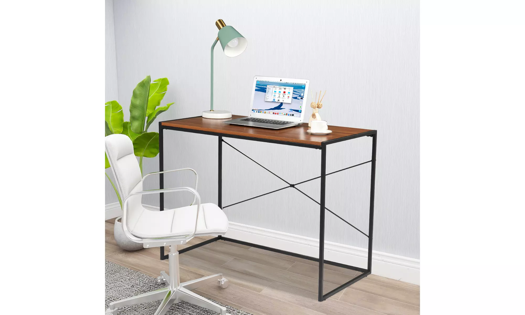 MDF Paste Triamine 100*50*75cm Simple Cross Computer Desk