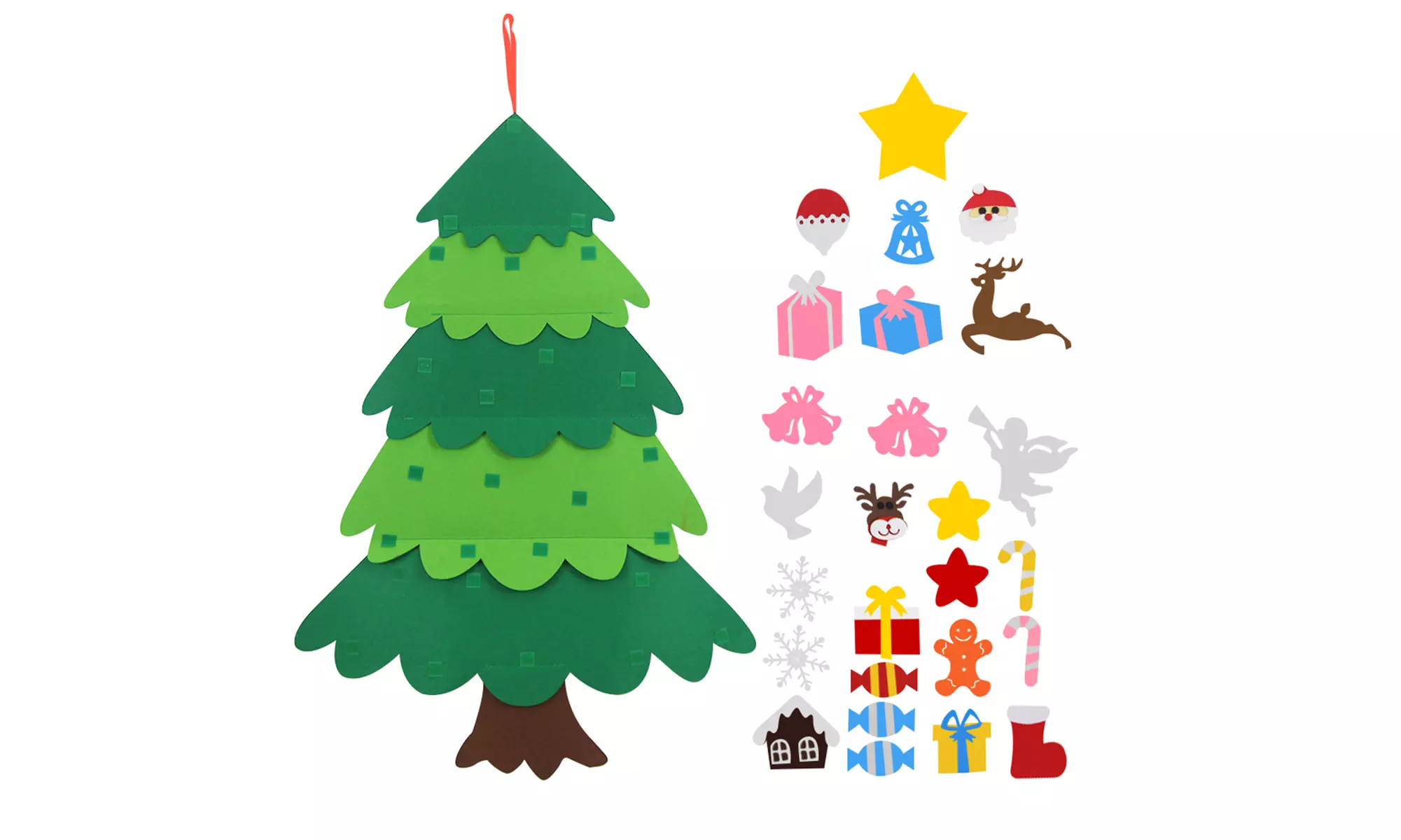 DIY Felt Christmas Tree with 26pcs Ornaments Xmas Gifts for Kids Hanging Decor - Second Medium