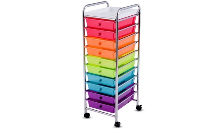 10 Drawers Rolling Organizer Cart Craft Utility Mobile Trolley