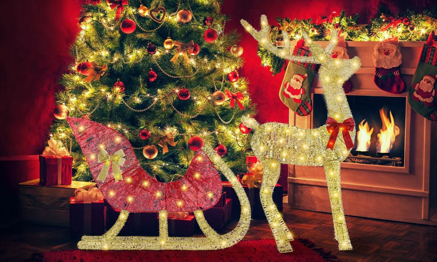 Christmas LED Lights: Snowman Family & Reindeer Holiday Decorations