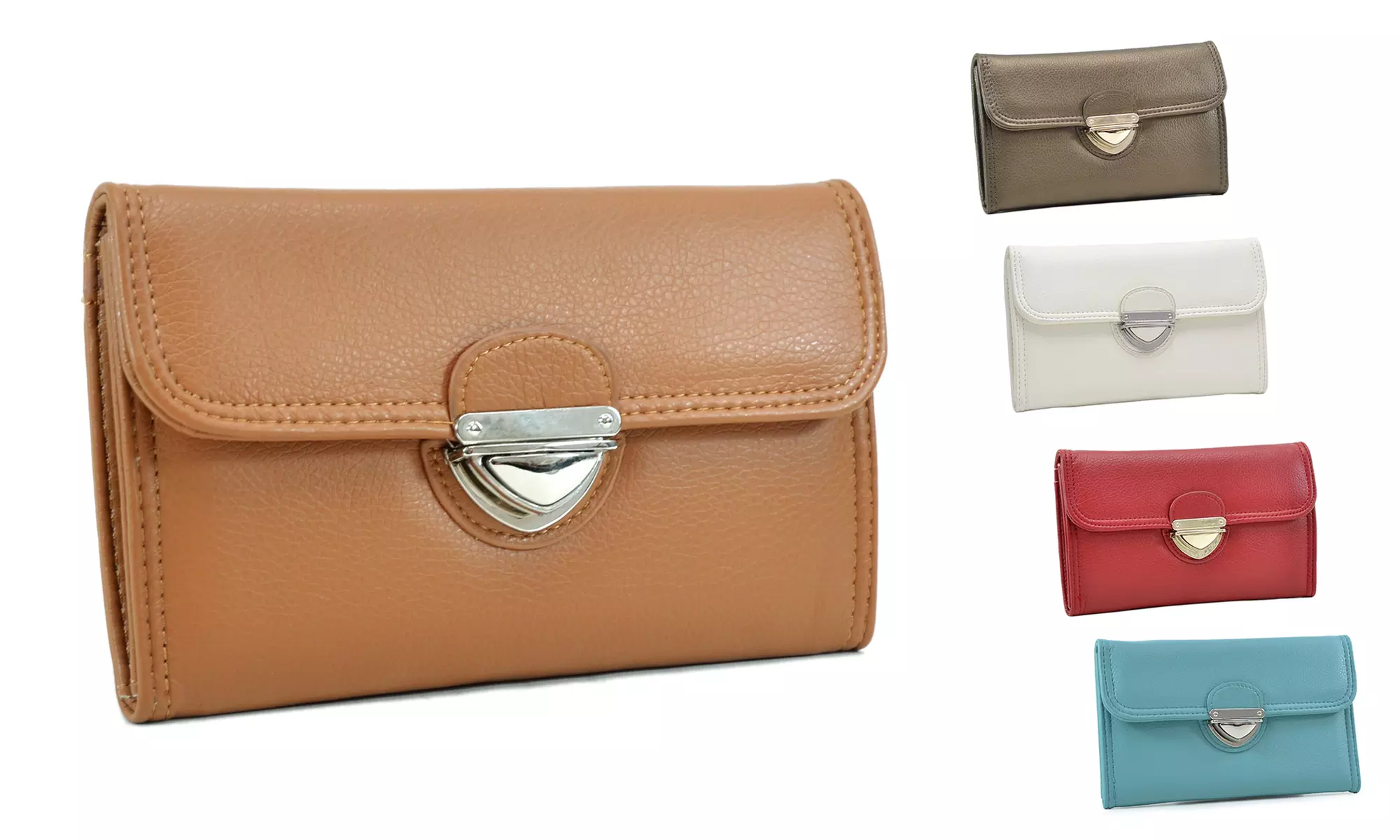 MKP Faux Leather Wallet with Buckle Snap Closure - Primary Image