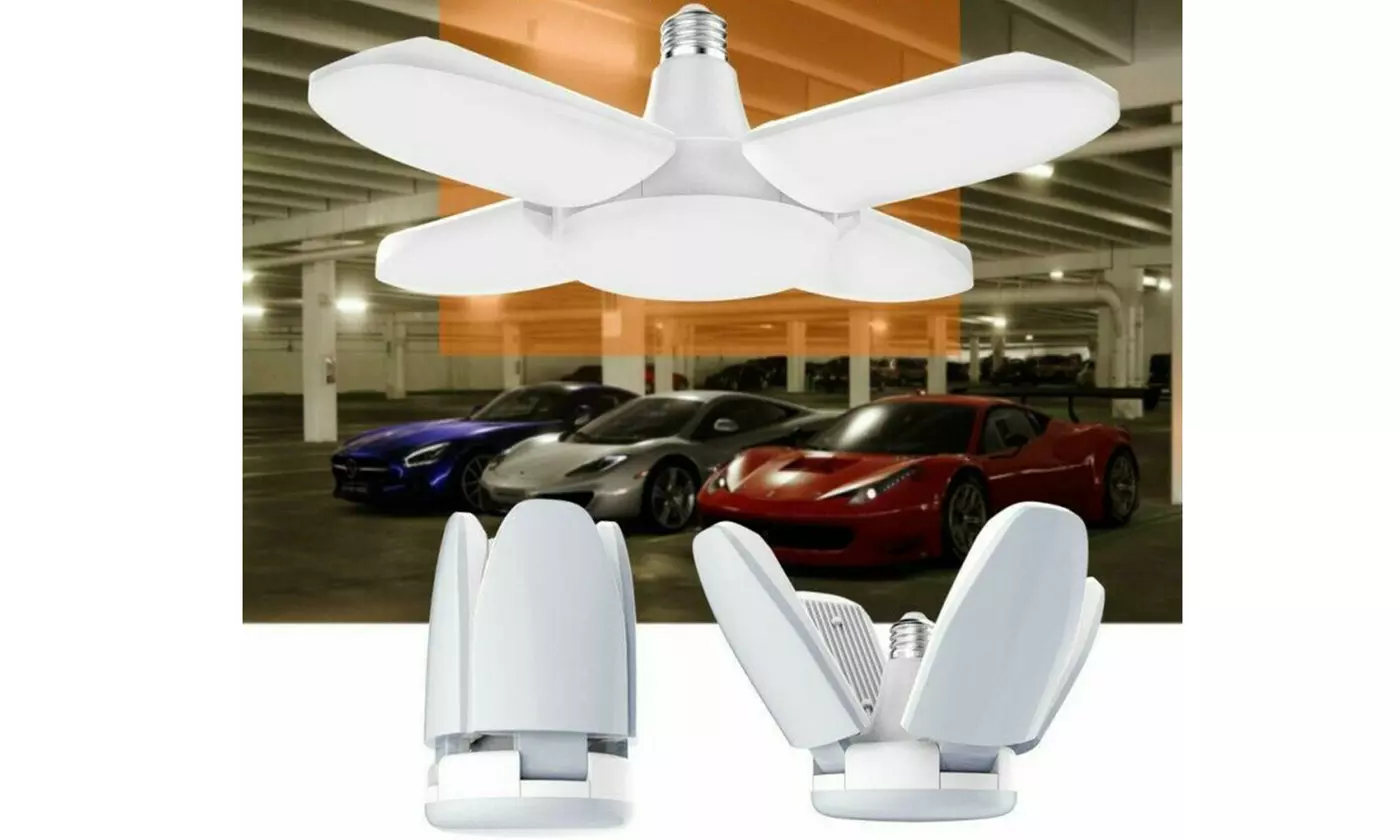 E27 LED Garage Light Bulb Deformable Ceiling Fixture Lights Shop Workshop Lamp
