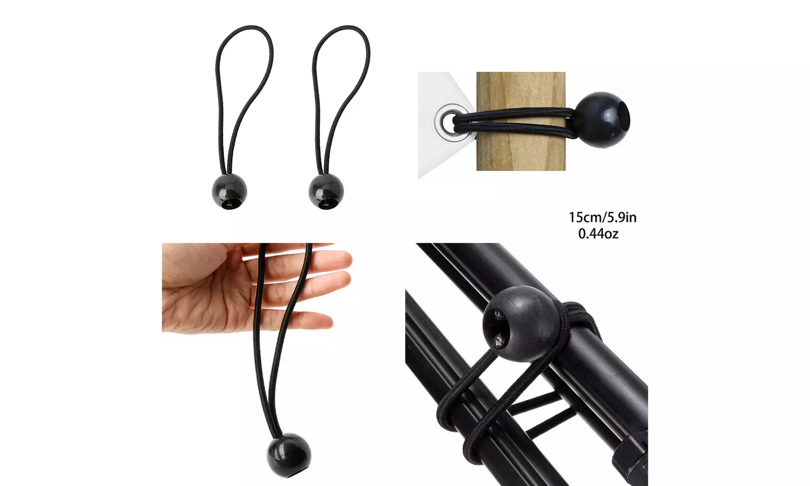 US 2-4 Pack 6" Ball Bungee Cord Stretch Rope with Elastic String Tie Down Strap - Primary Image