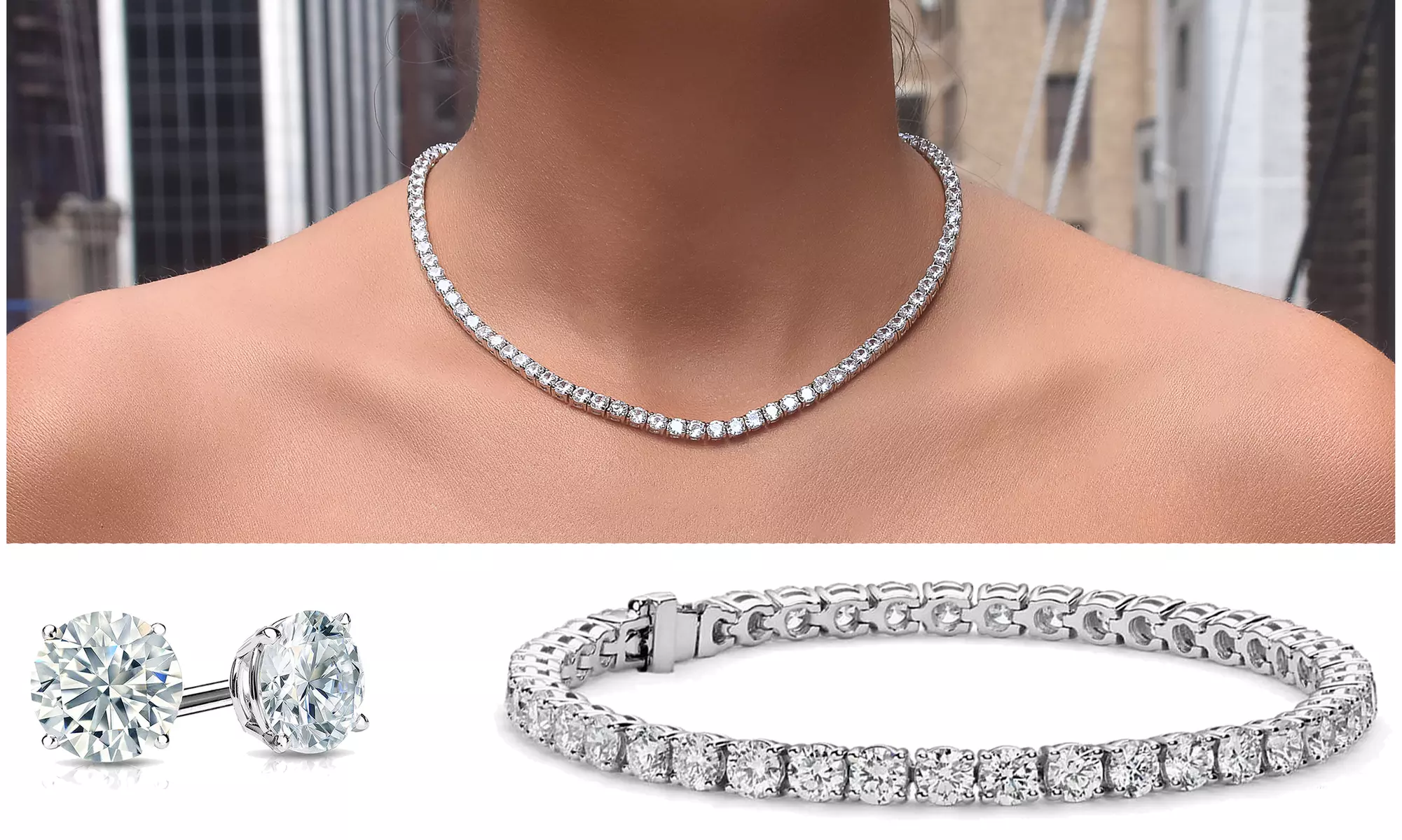 Elements of Love Trio Tennis Set Made with Cubic Zirconia Stones(3 Pack)  - Primary Image