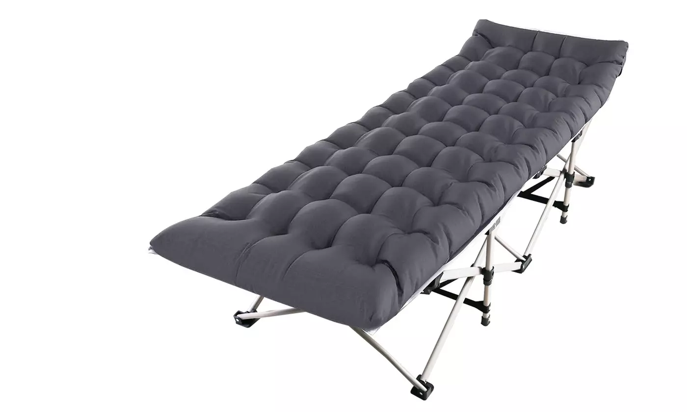 NewHome Portable Folding Travel Camping Cot with Double Sided Soft Mattress Pad