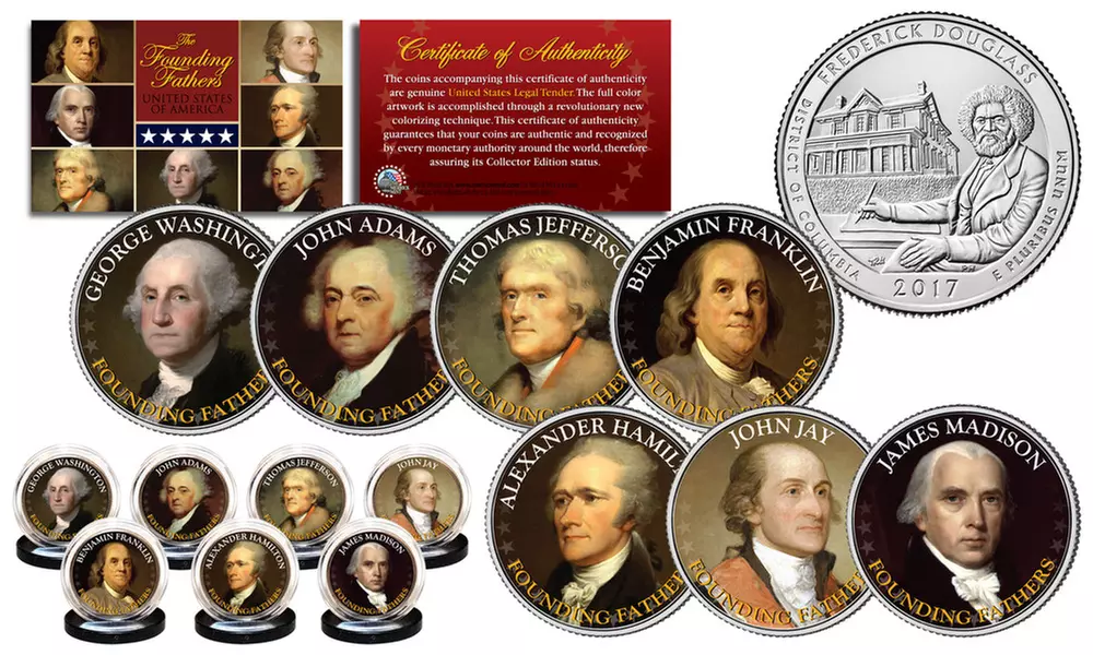 U.S.A FOUNDING FATHERS 2017 Frederick Douglass DC Parks US Quarters 7 Coin Set - Primary Image