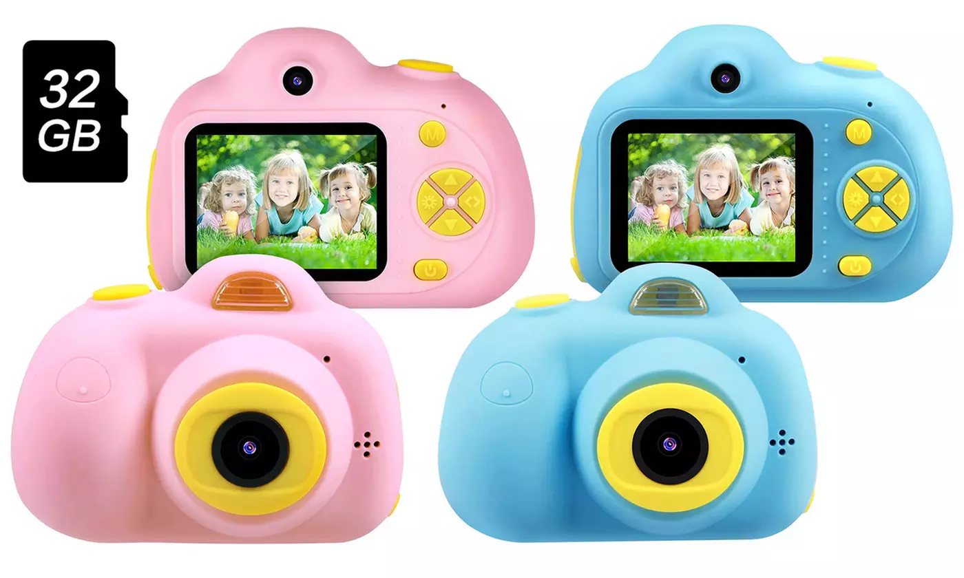 Kids Digital Camera, Shockproof Kids Toys Camera Camcorder, 8MP, 4x Zoom, 32GB - Primary Image