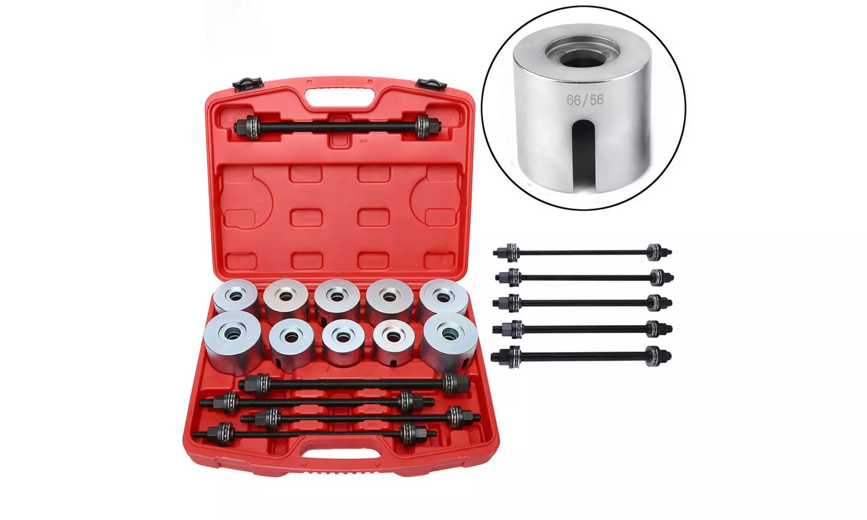 27pc Universal Press and Pull Sleeve Kit Bush Bearing Removal Insertion Tool Set - Primary Image