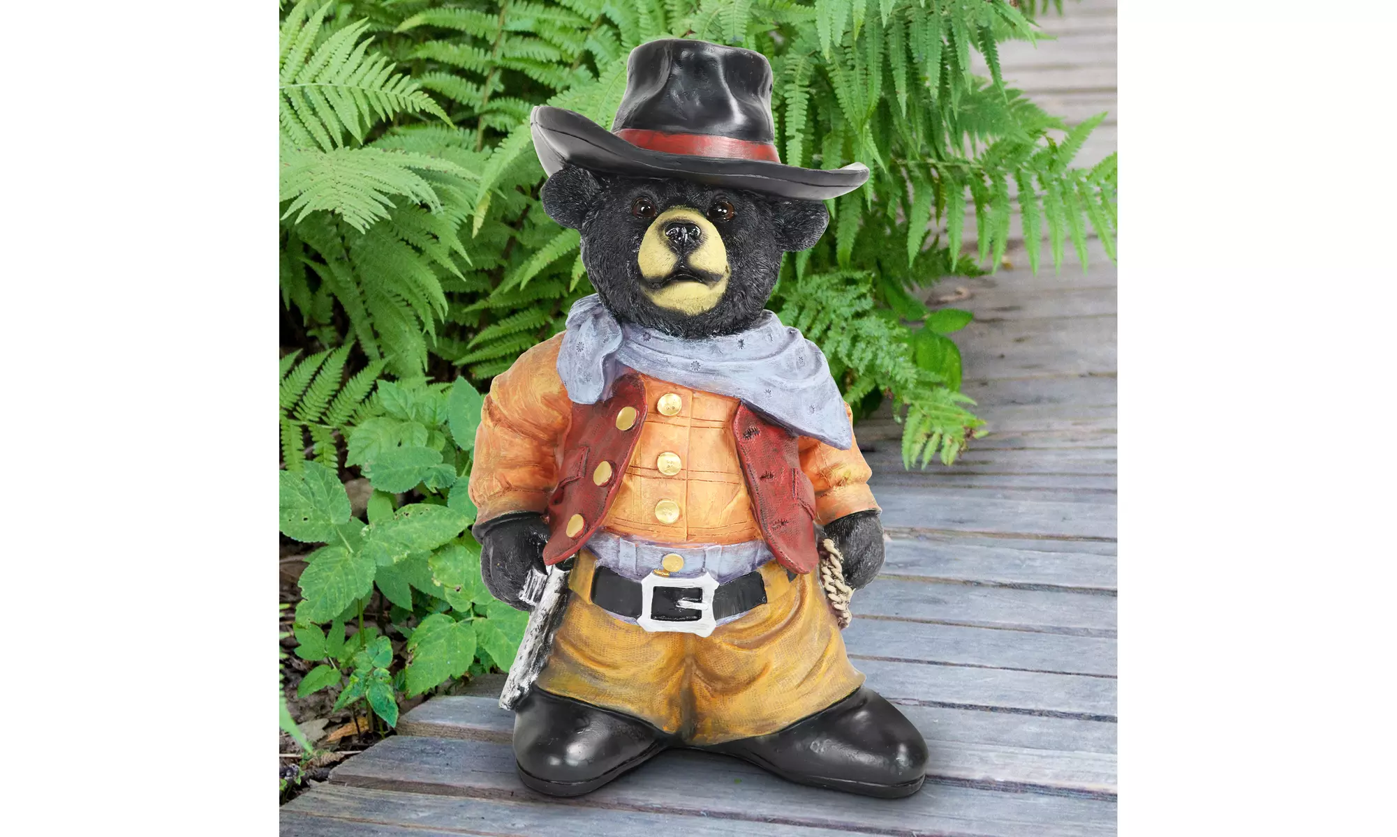 Exhart Cowboy Bear Garden Statue, 11 by 17 Inches - Primary Image