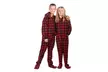 Hoodie Onesie Red & Black Buffalo Plaid Footie Pajamas for Kids - Second Medium