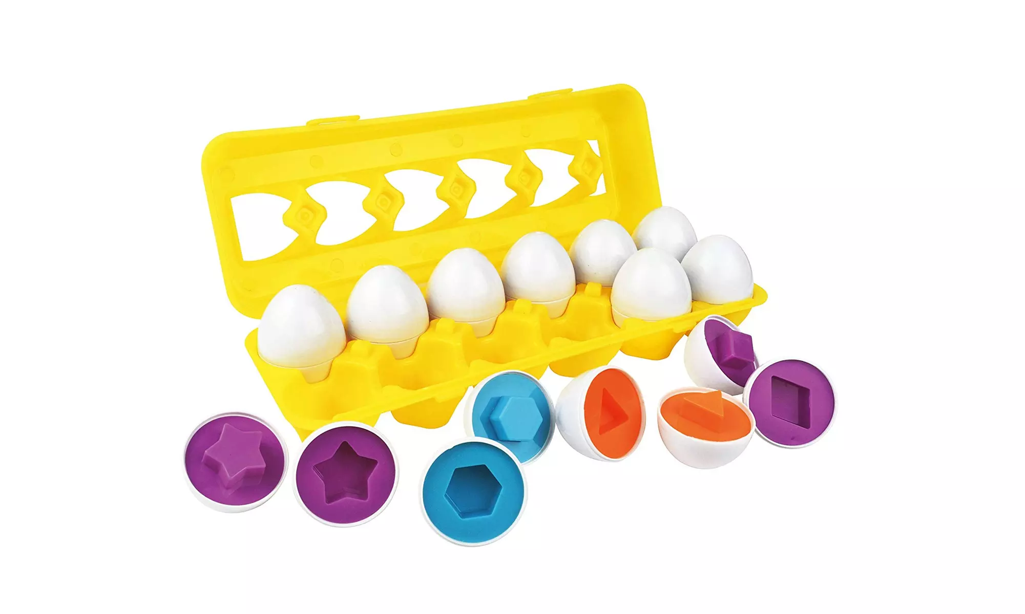 Toddler Games Egg Toy Learning Colors and Geometric Shapes Matching - 12 Eggs - Primary Image