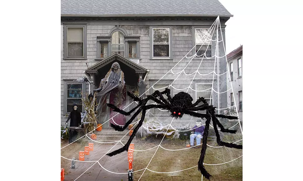 Halloween Giant Spider Web & Solar 100 LED String Light Outdoor Party Decor - Second Medium