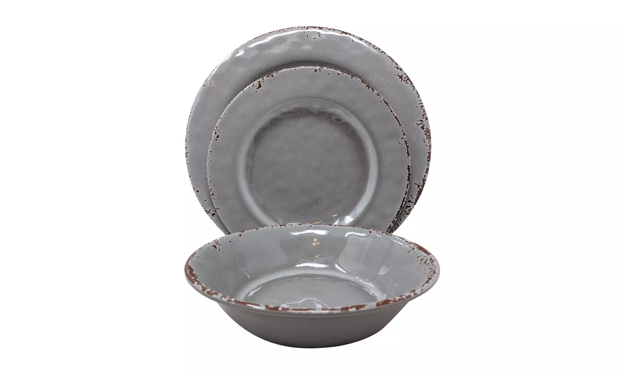 12 Piece Rustic Farmhouse Melamine Dinnerware Set, Service for 4 - Primary Image