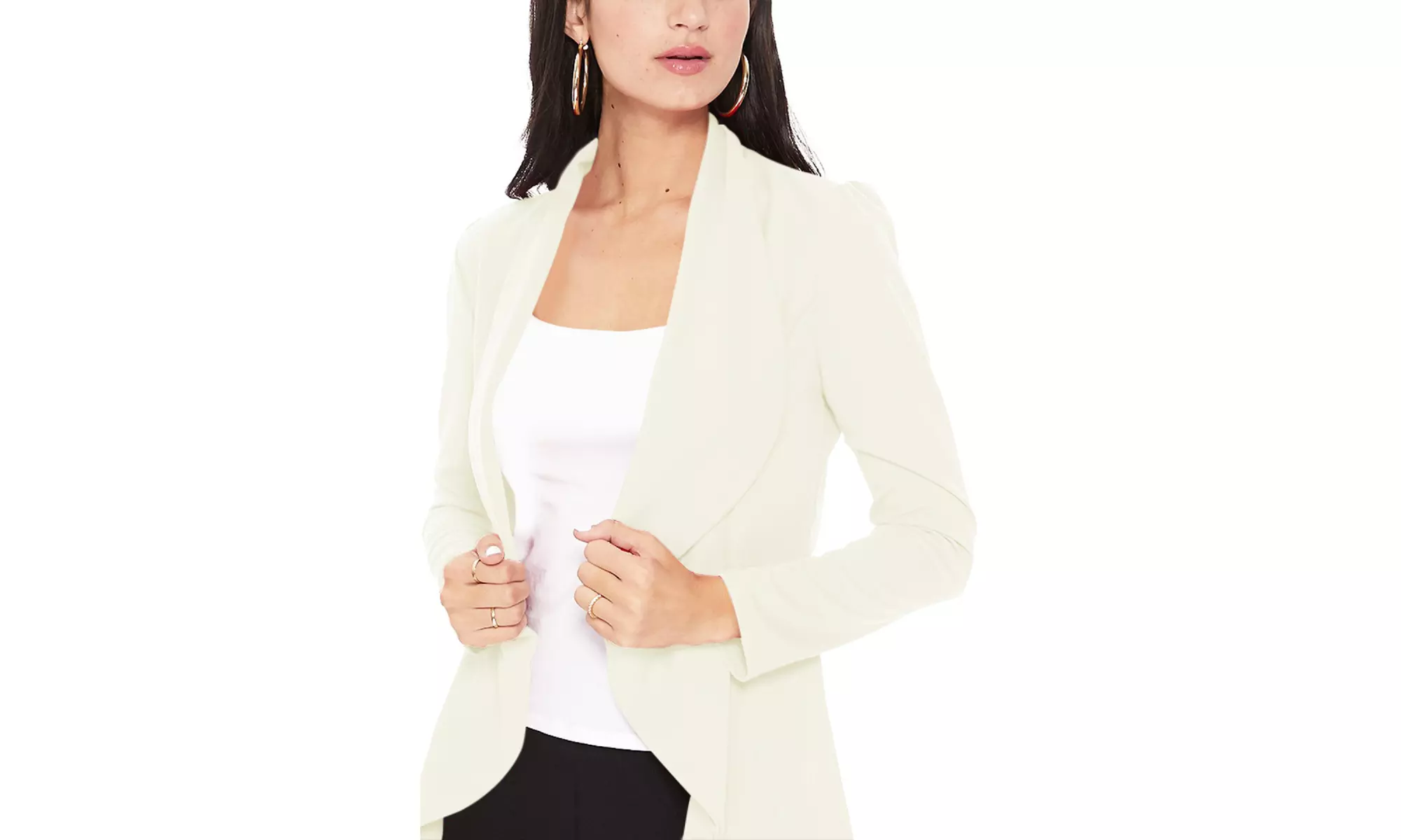 Casual Long Sleeves Open Front Office Wear Solid Blazer Jacket S-3XL
