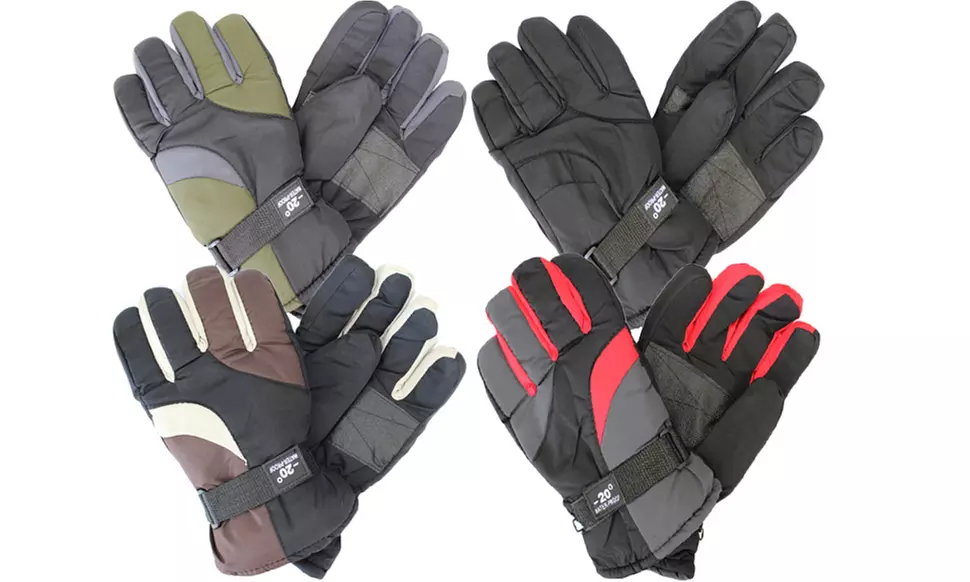 Men's Waterproof Winter Gloves (2-Pairs) - Primary Image