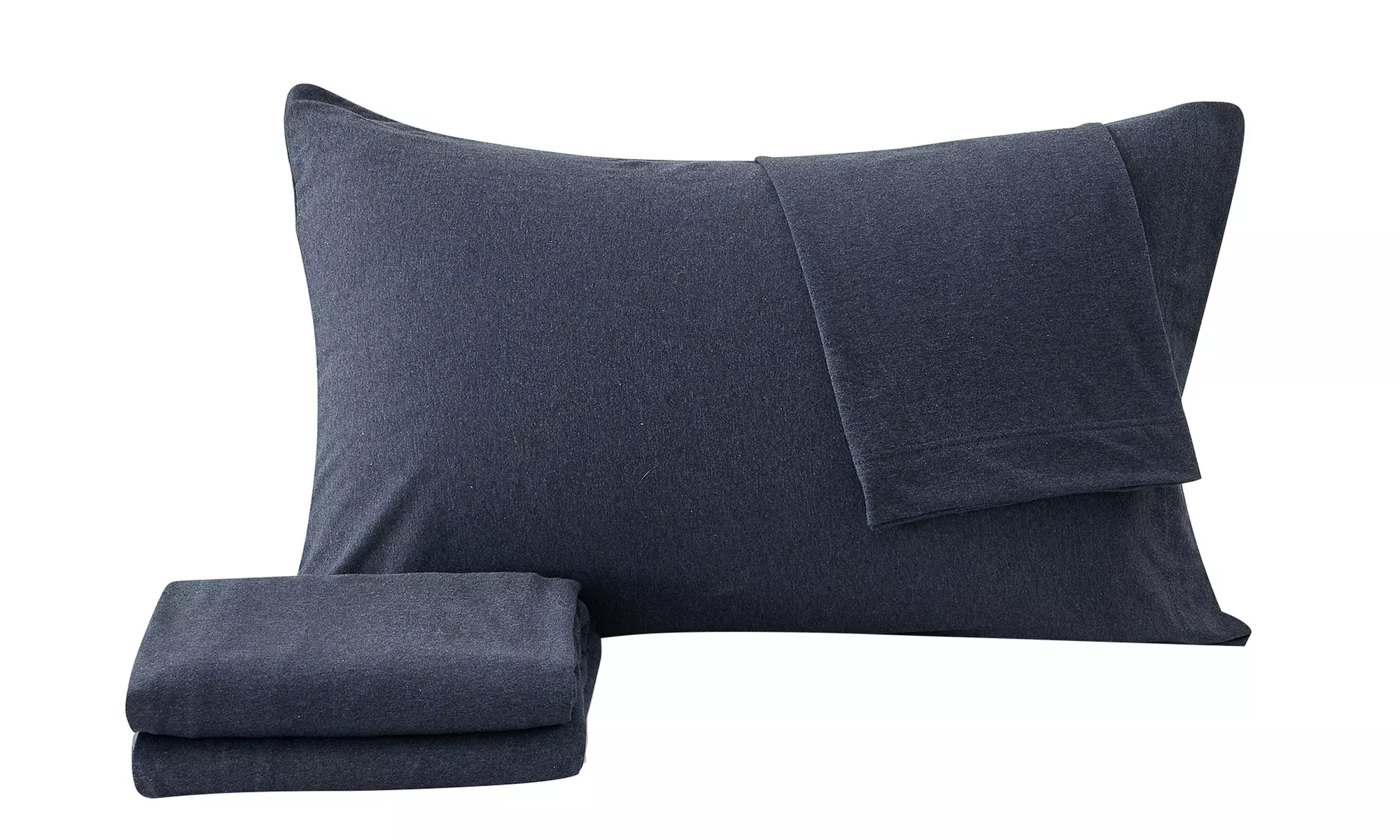 FreshFolds Ultra-Soft Cotton Heathered Melange Jersey Knit Sheet Set
