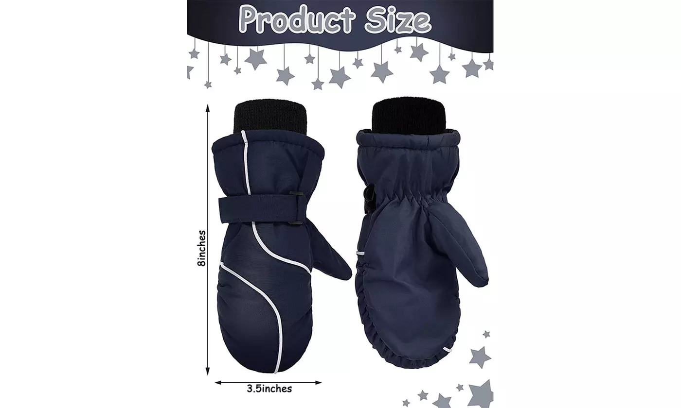 Kids Winter Warm Ski Mitten Waterproof Snow Gloves for 4-9 Years