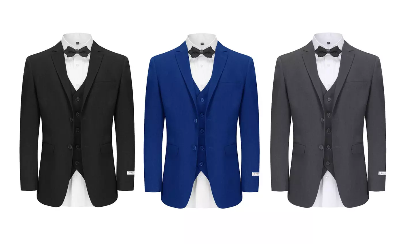 Men's Skinny Fit 3-Piece Suit (Black, Blue, Charcoal, Grey, Hunter Green)