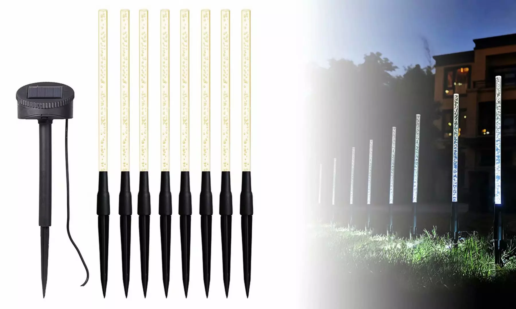 8 in 1 Outdoor Solar Tube Lights String Multicolor Solar Powered Stick Lights - Primary Image