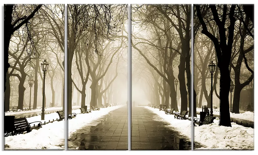 Fog in Alley Vintage Style - Landscape Photo Canvas Print - Primary Image