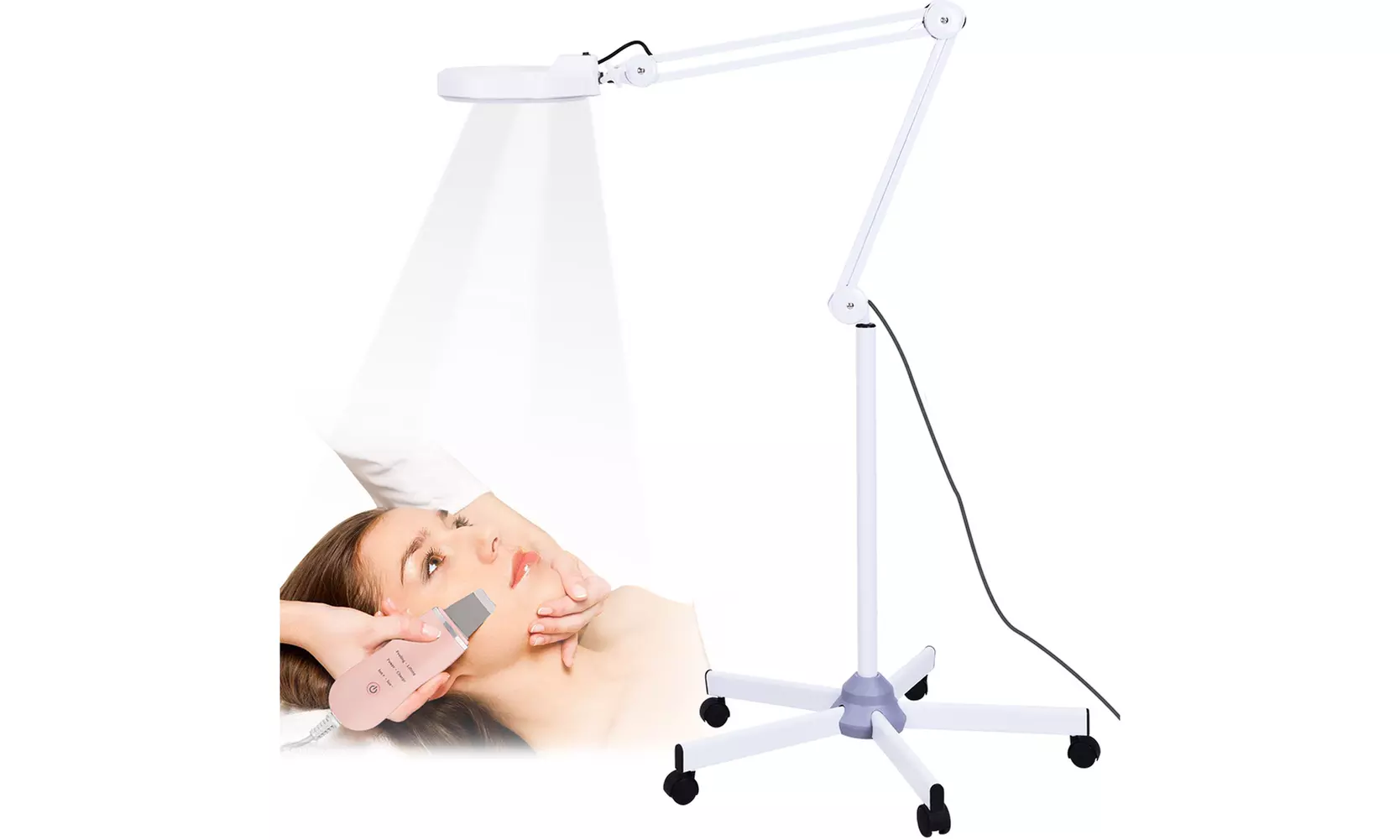 5x Magnifying Lamp LED Adjustable Rolling Floor Stand Magnifier Lamp   - Primary Image