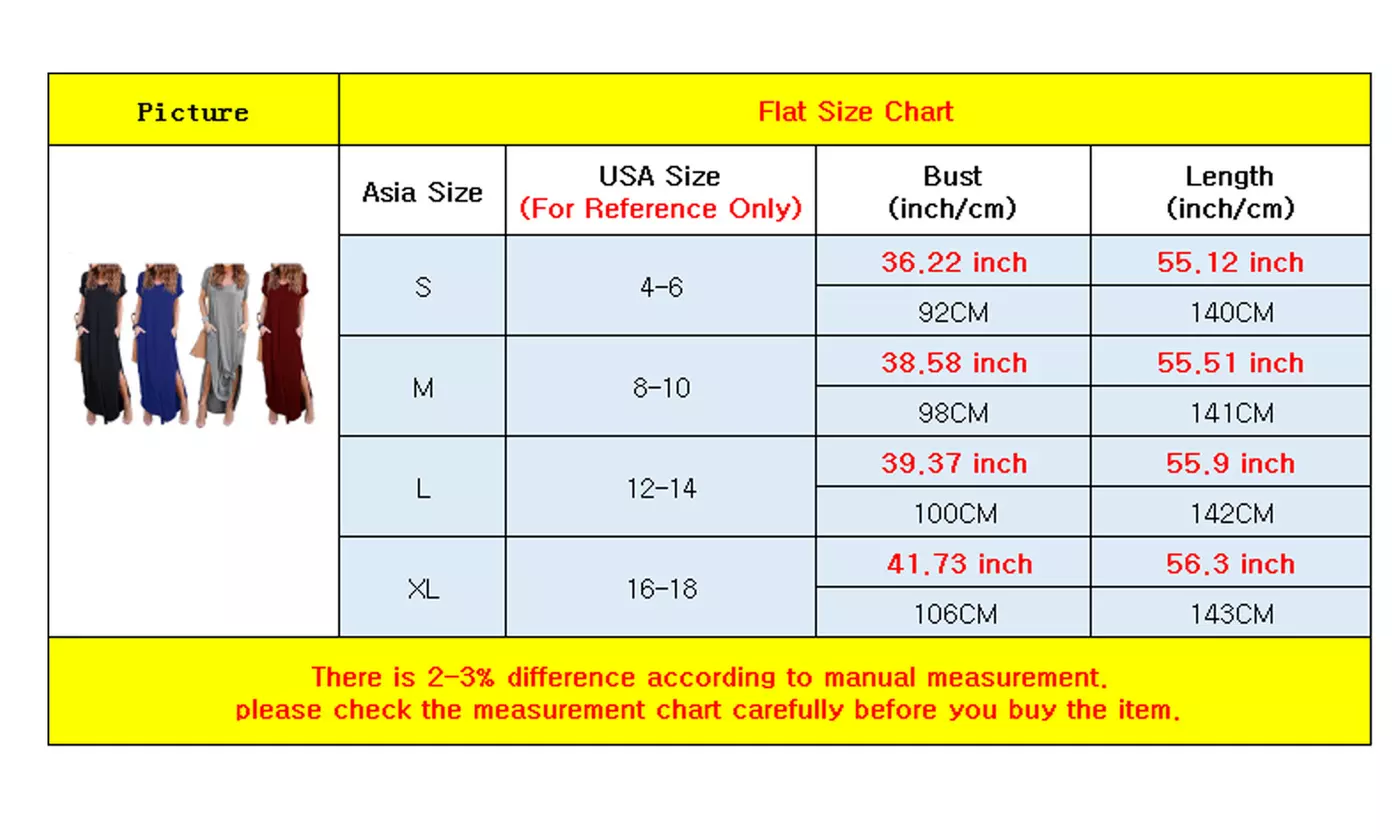 Women's Casual V-Neck Short Sleeve Side Slit Maxi Dress with Pockets